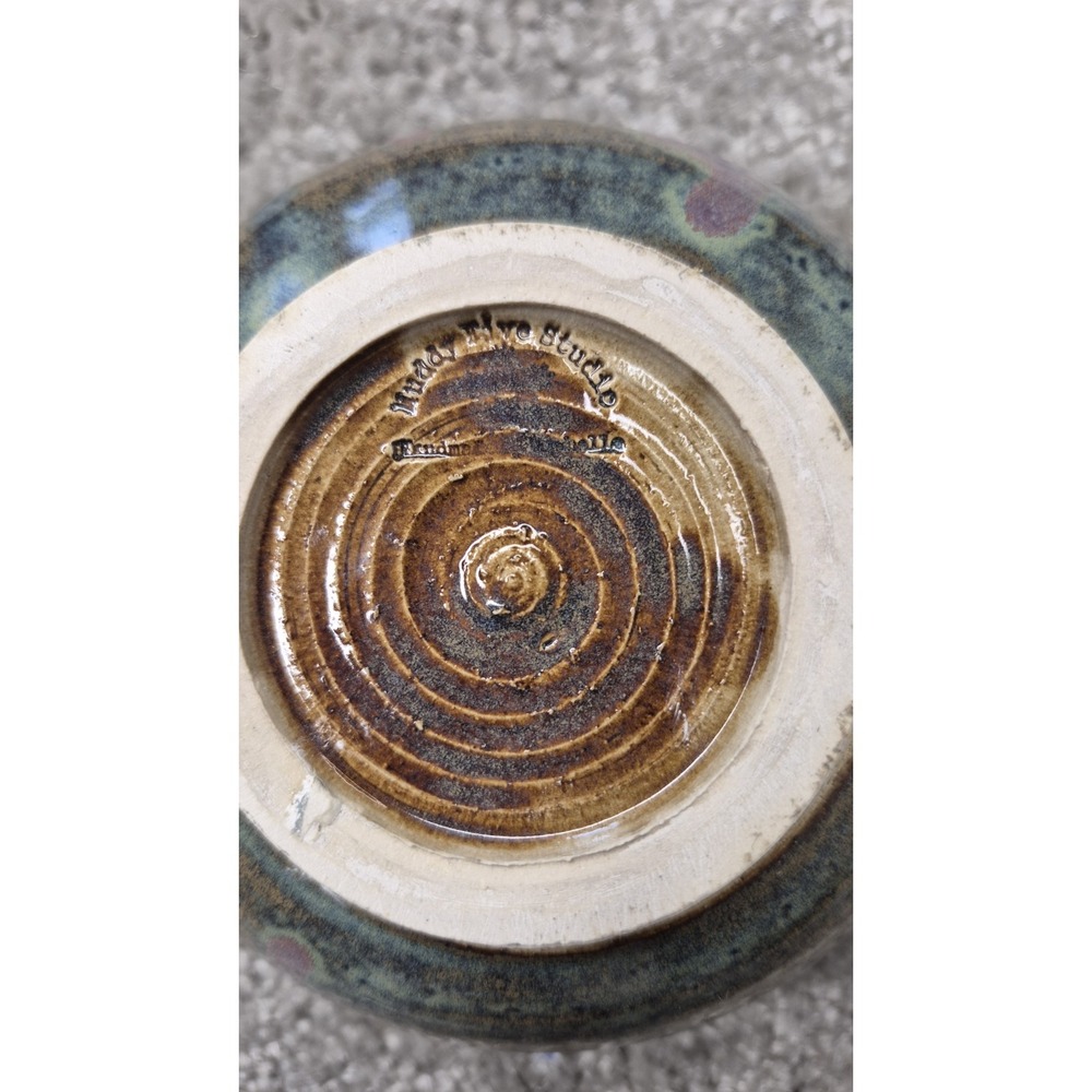 Muddy Five Studio Art Pottery Bowls Stoneware Brown Blues Purple Glazed Handmade - Picture 2 of 9